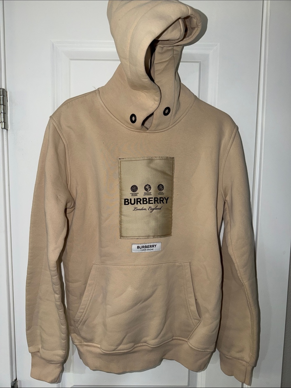 Burberry Tan Logo Patch Crewneck Hoodie